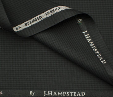 J.Hampstead Men's Polyester Viscose Checks 3.75 Meter Unstitched Suiting Fabric (Dark Grey )
