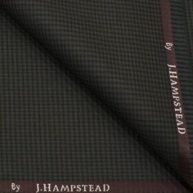 J.Hampstead Men's Polyester Viscose Checks 3.75 Meter Unstitched Suiting Fabric (Dark Brown)