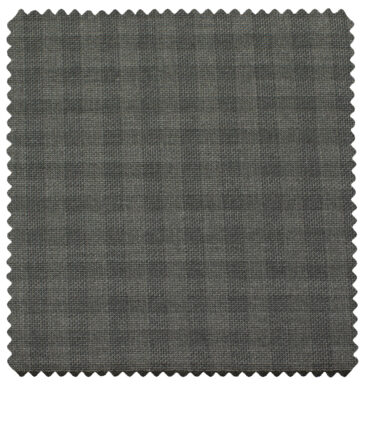 J.Hampstead Men's Polyester Viscose Checks 3.75 Meter Unstitched Suiting Fabric (Light Grey)