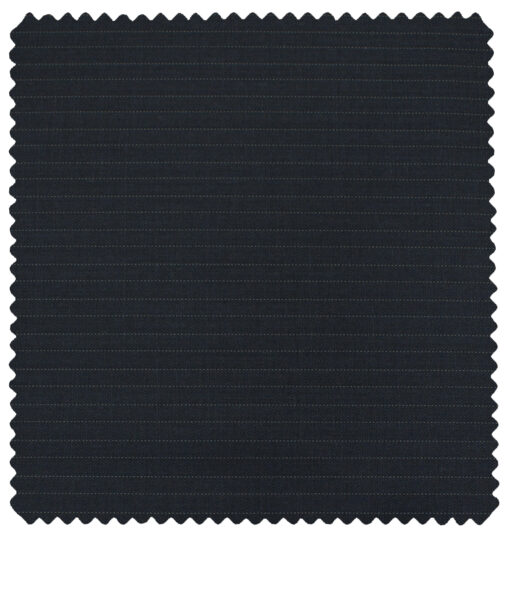 J.Hampstead Men's Polyester Viscose Striped 3.75 Meter Unstitched Suiting Fabric (Dark Navy Blue )