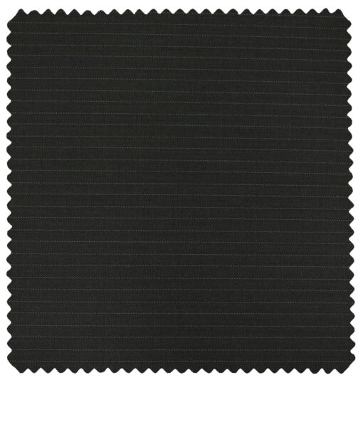 J.Hampstead Men's Polyester Viscose Striped 3.75 Meter Unstitched Suiting Fabric (Black)