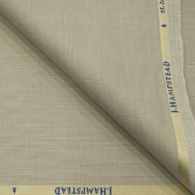 J.Hampstead Men's Polyester Viscose Checks 3.75 Meter Unstitched Suiting Fabric (Buttermilk Beige)