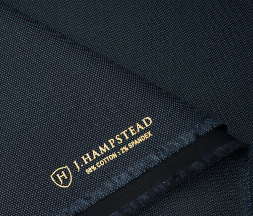 J.Hampstead Men's Cotton Structured  Unstitched Trouser Fabric (Dark Blue)