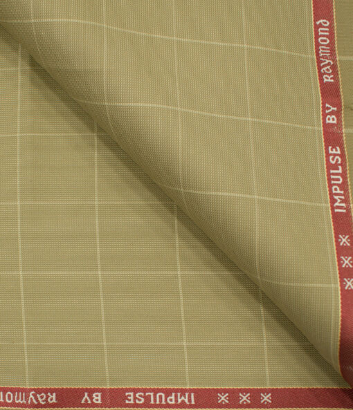 Raymond Men's Polyester Viscose Checks  Unstitched Suiting Fabric (Beige)