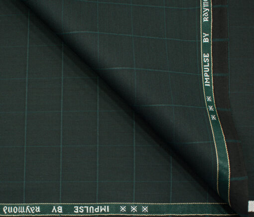Raymond Men's Polyester Viscose Checks  Unstitched Suiting Fabric (Dark Pine Green)