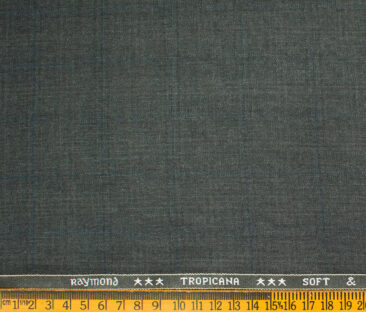 Raymond Men's Polyester Viscose Checks  Unstitched Suiting Fabric (Worsted Grey)