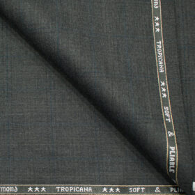 Raymond Men's Polyester Viscose Checks  Unstitched Suiting Fabric (Worsted Grey)