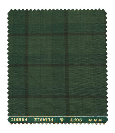 Raymond Men's Polyester Viscose Checks  Unstitched Suiting Fabric (Moss Green)