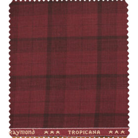 Raymond Men's Polyester Viscose Checks  Unstitched Suiting Fabric (Maroon Red)