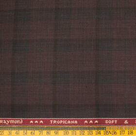 Raymond Men's Polyester Viscose Checks  Unstitched Suiting Fabric (Dark Wine)