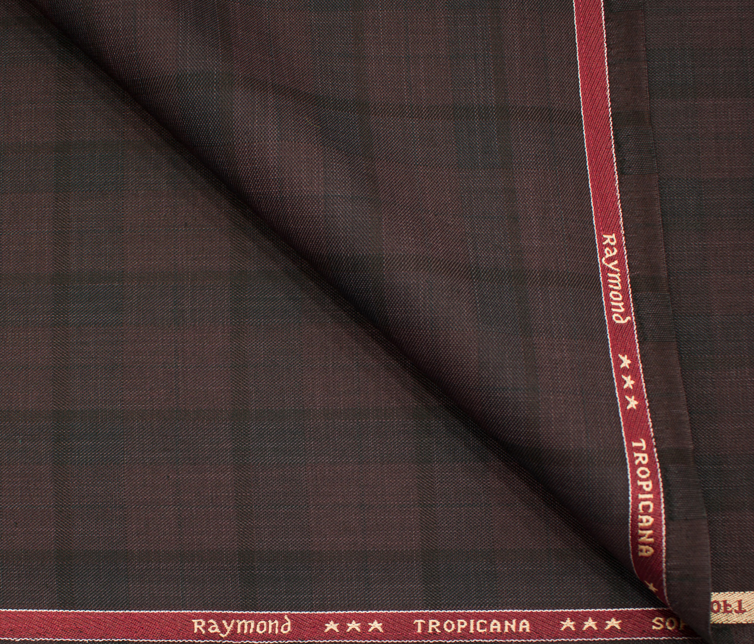 Raymond Men's Polyester Viscose Checks  Unstitched Suiting Fabric (Dark Wine)