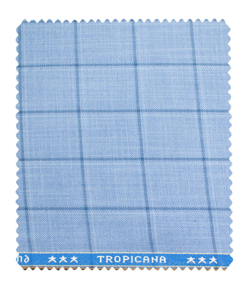 Raymond Men's Polyester Viscose Checks  Unstitched Suiting Fabric (Sky Blue)