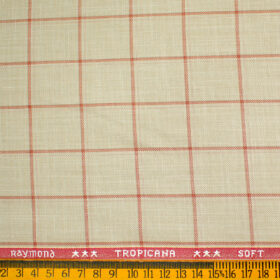 Raymond Men's Polyester Viscose Checks  Unstitched Suiting Fabric (Tan Beige)