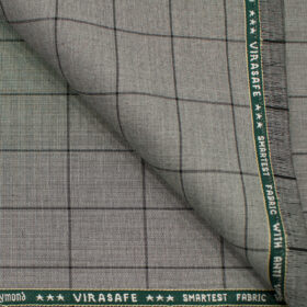 Raymond Men's Polyester Viscose Checks  Unstitched Suiting Fabric (Light Grey)