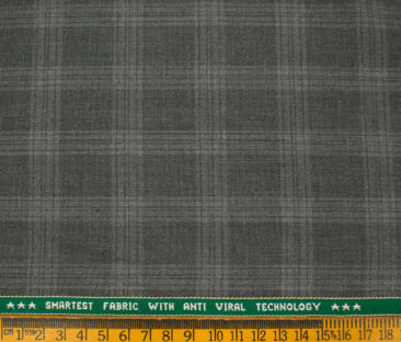 Raymond Men's Polyester Viscose Checks  Unstitched Suiting Fabric (Grey)
