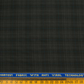 Raymond Men's Polyester Viscose Checks  Unstitched Suiting Fabric (Black & Grey)