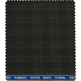 Raymond Men's Polyester Viscose Checks  Unstitched Suiting Fabric (Black & Grey)