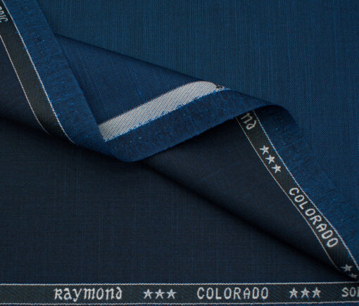 Raymond Men's Polyester Viscose Self Design  Unstitched Suiting Fabric (Dark Blue)