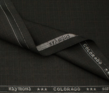 Raymond Men's Polyester Viscose Checks  Unstitched Suiting Fabric (Dark Brown)