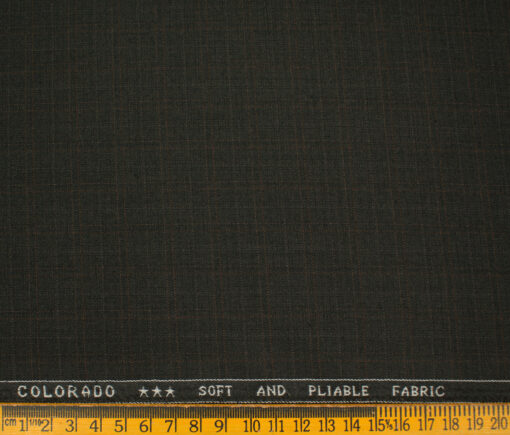 Raymond Men's Polyester Viscose Checks  Unstitched Suiting Fabric (Dark Brown)