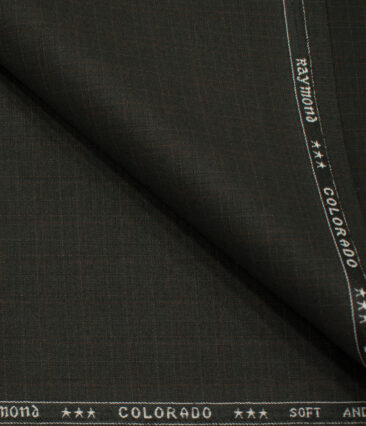 Raymond Men's Polyester Viscose Checks  Unstitched Suiting Fabric (Dark Brown)