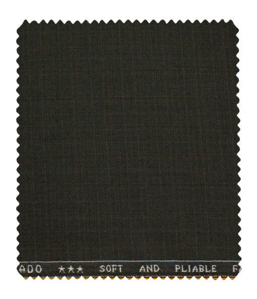 Raymond Men's Polyester Viscose Checks  Unstitched Suiting Fabric (Dark Brown)