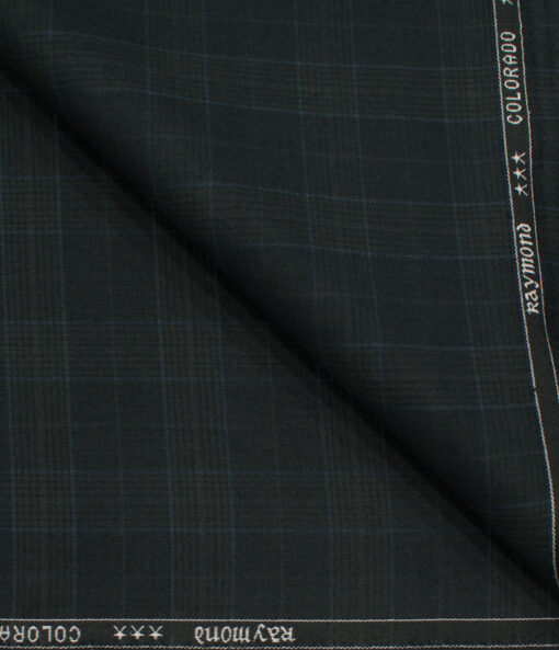 Raymond Men's Polyester Viscose Checks  Unstitched Suiting Fabric (Black & Blue)