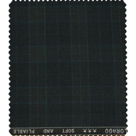 Raymond Men's Polyester Viscose Checks  Unstitched Suiting Fabric (Black & Blue)