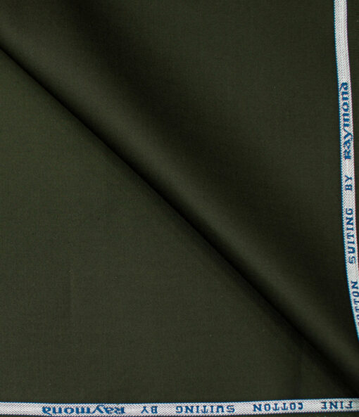 Raymond Men's Cotton Solids  Unstitched Trouser Fabric (Dark Green)