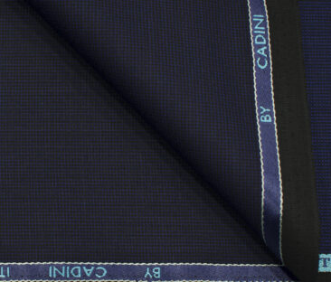 Cadini Men's Polyester Viscose Structured 3.75 Meter Unstitched Suiting Fabric (Dark Royal Blue)