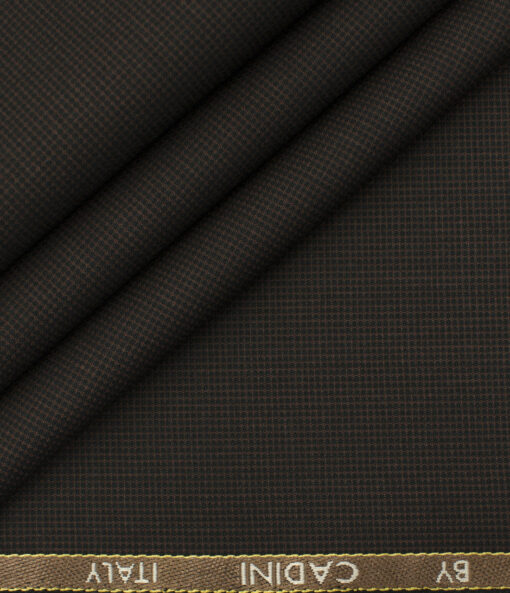 Cadini Men's Polyester Viscose Structured 3.75 Meter Unstitched Suiting Fabric (Mocha Brown)