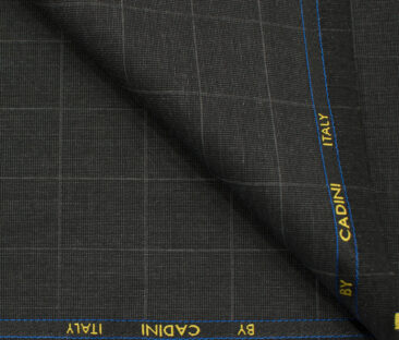 Cadini Men's Polyester Viscose Checks 3.75 Meter Unstitched Suiting Fabric (Dark Grey)