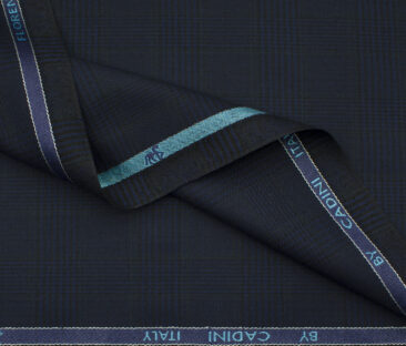 Cadini Men's Polyester Viscose Checks 3.75 Meter Unstitched Suiting Fabric (Dark Royal Blue)