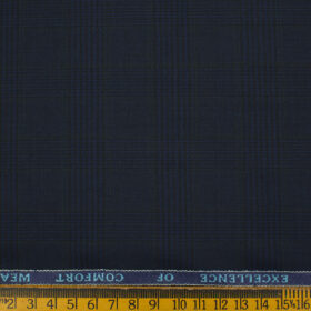 Cadini Men's Polyester Viscose Checks 3.75 Meter Unstitched Suiting Fabric (Dark Royal Blue)