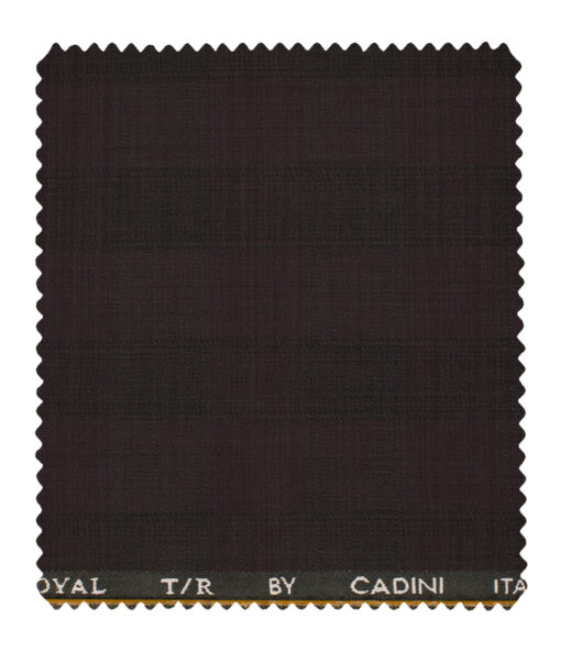 Cadini Men's Terry Rayon Checks 3.75 Meter Unstitched Suiting Fabric (Dark Wine )