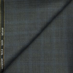 J.Hampstead Men's Wool Checks Super 120's 1.30 Meter Unstitched Trouser Fabric (Grey)