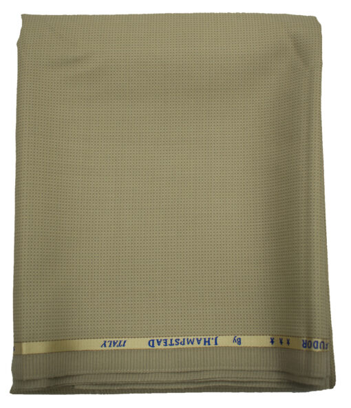 J.Hampstead Men's Wool Structured Super 120's 1.30 Meter Unstitched Trouser Fabric (Beige)