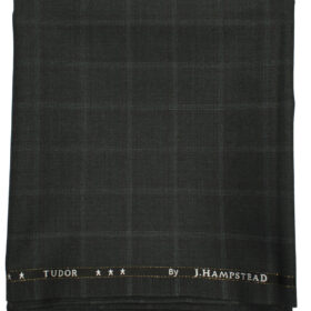 J.Hampstead Men's Wool Checks Super 100's1.30 Meter Unstitched Trouser Fabric (Blackish Grey)
