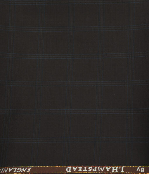 J.Hampstead Men's Wool Checks Super 100's 1.30 Meter Unstitched Trouser Fabric (Dark Wine)