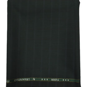 J.Hampstead Men's Wool Checks Super 120's 1.30 Meter Unstitched Trouser Fabric (Dark Green)