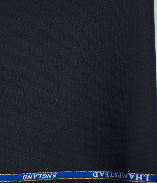 J.Hampstead Men's Wool Structured Super 100's 1.30 Meter Unstitched Trouser Fabric (Dark Blue)