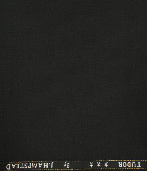 J.Hampstead Men's Wool Structured Super 120's 1.30 Meter Unstitched Trouser Fabric (Black)