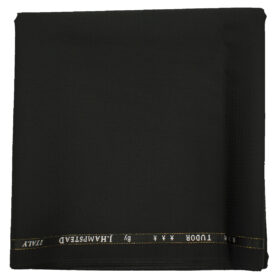 J.Hampstead Men's Wool Structured Super 120's 1.30 Meter Unstitched Trouser Fabric (Black)