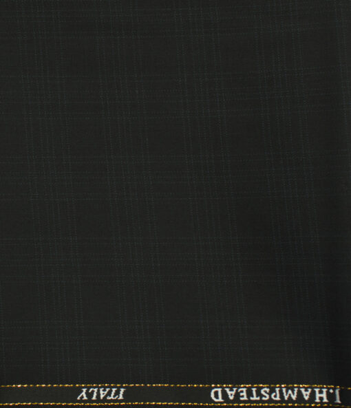 J.Hampstead Men's Wool Checks Super 120's 1.30 Meter Unstitched Trouser Fabric (Black)