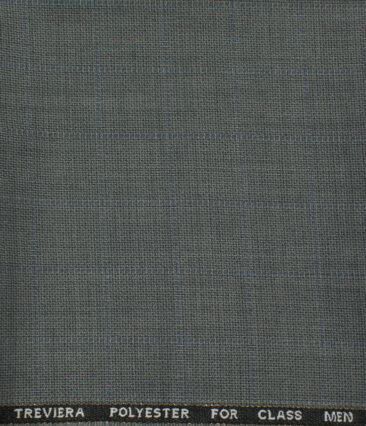 J.Hampstead Men's Wool Checks Super 120's 1.30 Meter Unstitched Trouser Fabric (Light Grey )