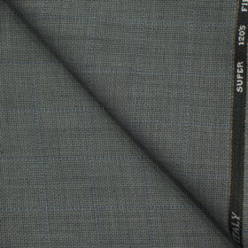 J.Hampstead Men's Wool Checks Super 120's 1.30 Meter Unstitched Trouser Fabric (Light Grey )