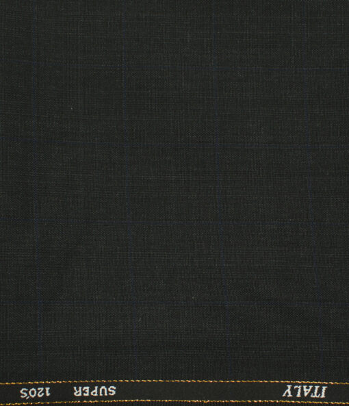 J.Hampstead Men's Wool Checks 1.30 Meter Unstitched Trouser Fabric (Blackish Grey)