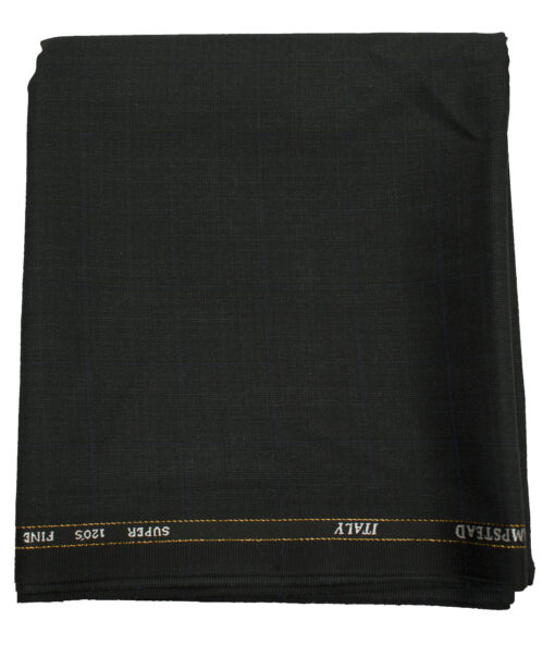 J.Hampstead Men's Wool Checks Unstitched Trouser Fabric (Blackish Grey)