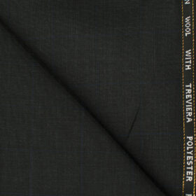 J.Hampstead Men's Wool Checks 1.30 Meter Unstitched Trouser Fabric (Blackish Grey)