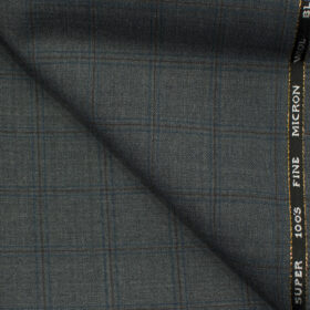 J.Hampstead Men's Wool Checks 1.30 Meter Unstitched Trouser Fabric (Grey )